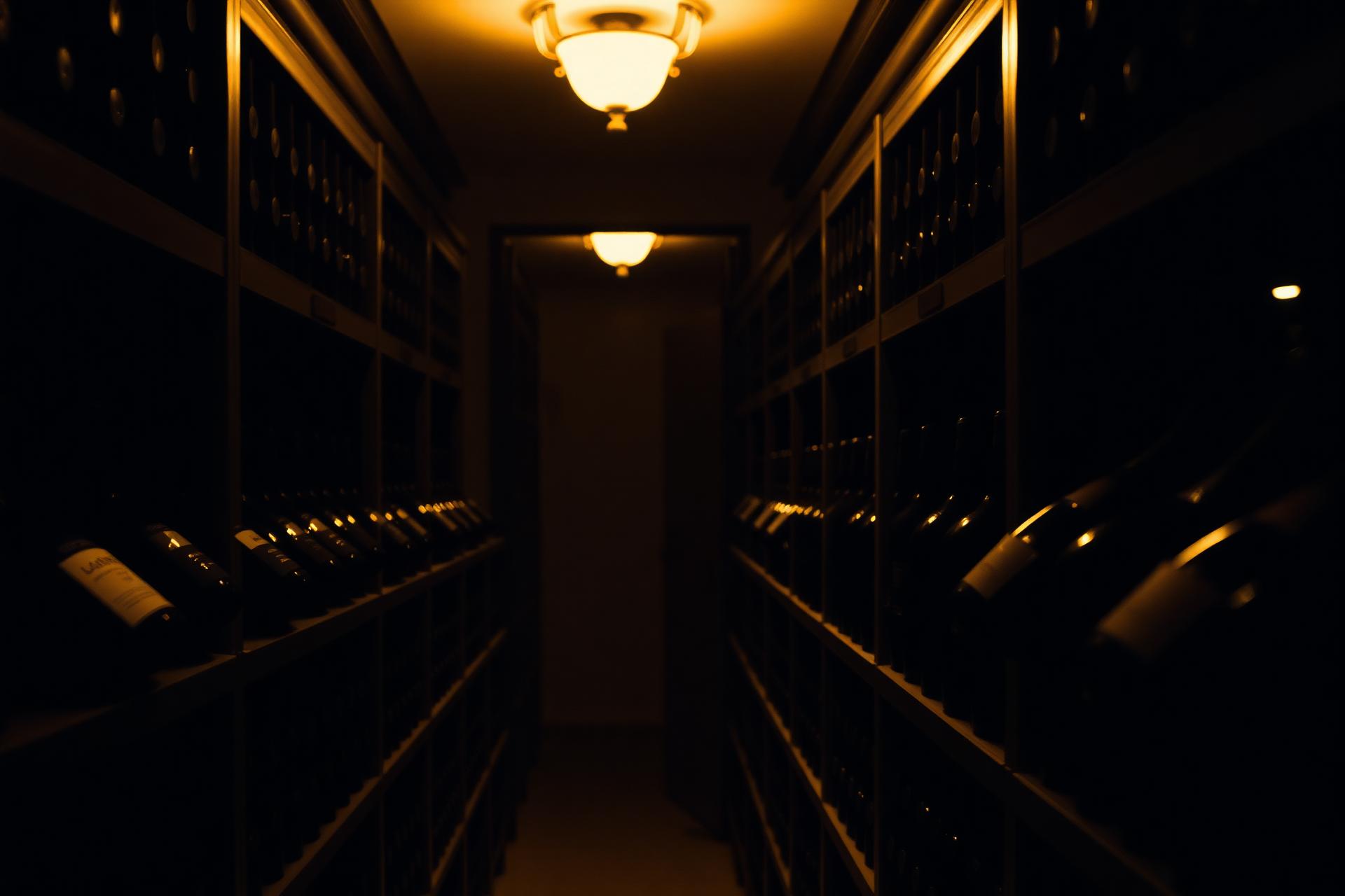 Cave à vin élégante avec bouteilles de vin sélectionnées